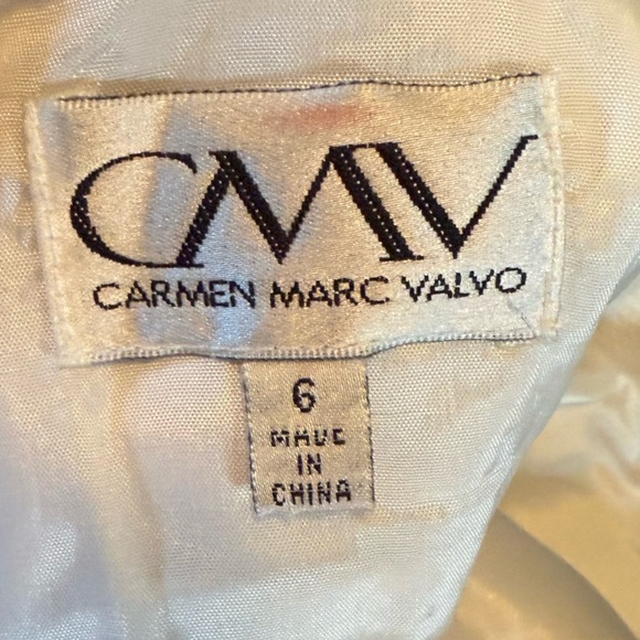 Carmen Marc Valvo White and Black Dotted Mini Dress - Picture 7 of 10